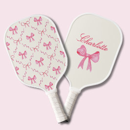 Benutzerdefinierter Name Rosa Coquette-Bogen Pickleball Schläger