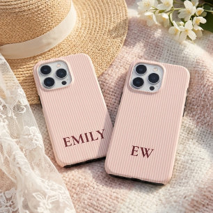 Benutzerdefinierter Name Rosa Gestreifter Brautjun Case-Mate iPhone Hülle