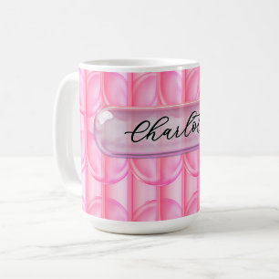 Benutzerdefinierter Name Rosa Glaseffekt Personali Kaffeetasse
