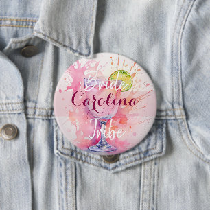 Benutzerdefinierter Name Rosa Junggesellinnenabsch Button