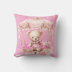 Benutzerdefinierter Name Rosa Mädchen-Teddybär-Wur Kissen