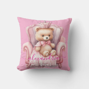 Benutzerdefinierter Name Rosa Mädchen-Teddybär-Wur Kissen