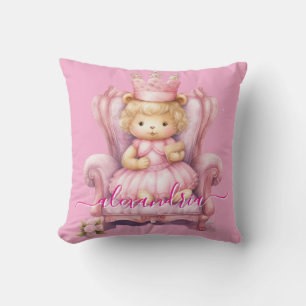 Benutzerdefinierter Name Rosa Mädchen-Teddybär-Wur Kissen