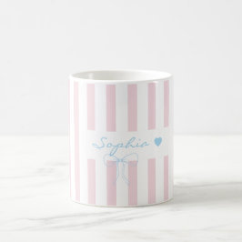 Benutzerdefinierter Name Rosenwasser-Rosa gestreif Kaffeetasse