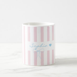 Benutzerdefinierter Name Rosenwasser-Rosa gestreif Kaffeetasse