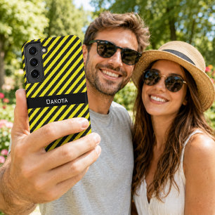 Benutzerdefinierter Name Schwarz Gelb Texturierte Samsung Galaxy Hülle