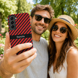 Benutzerdefinierter Name Schwarz & Rot Texturierte Samsung Galaxy Hülle