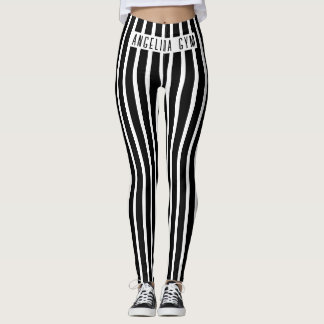 Benutzerdefinierter Name Schwarz-Weiß Vertikal Ges Leggings