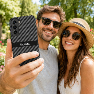 Benutzerdefinierter Name Schwarze & Graue Texturie Samsung Galaxy Hülle