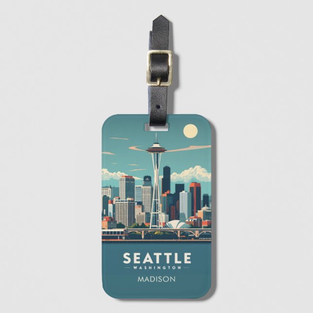 Benutzerdefinierter Name Seattle Washington Gepäckanhänger (Vorderseite Vertikal)