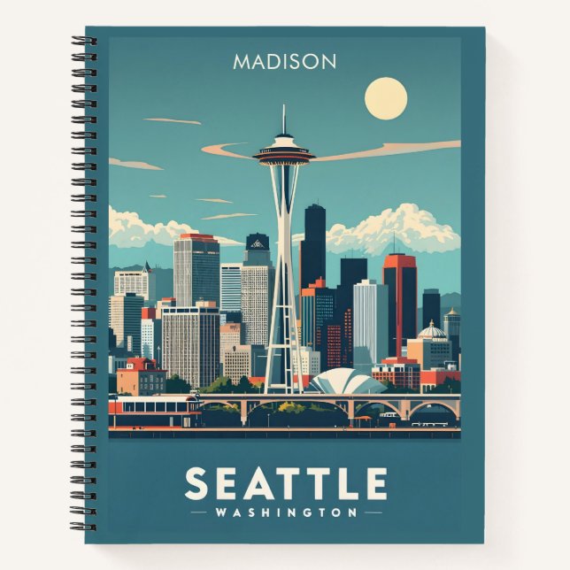 Benutzerdefinierter Name Seattle Washington Notizbuch (Vorderseite)