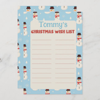 Benutzerdefinierter Name Snowman Thema Brief an Sa Einladung