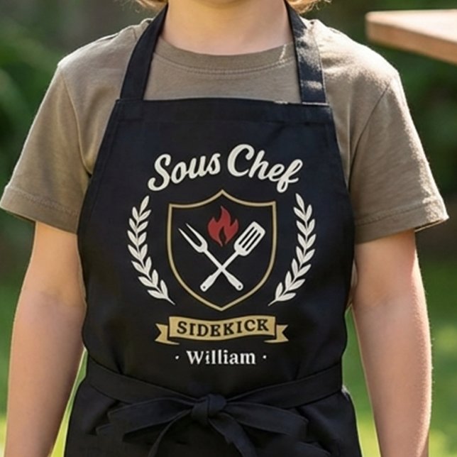 Benutzerdefinierter Name Sous-Chef Sidekick Kinder Schürze (Personalized Sous Chef Sidekick Kids Apron Gift)