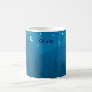 Benutzerdefinierter Name, Sterne Mond über Berge T Kaffeetasse