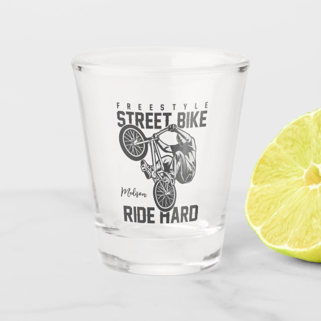 Benutzerdefinierter Name Straßenfahrrad Schnapsglas (Vorderseite)