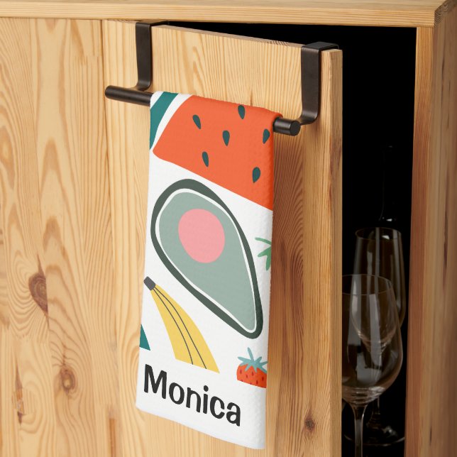 Benutzerdefinierter Name Süße Früchte Hintergrund Geschirrtuch (Drittel gefaltet)