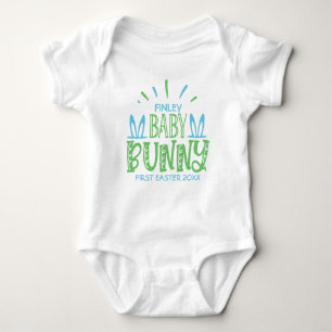 Benutzerdefinierter NAME Süßer Baby Hase Erste Ost Strampler