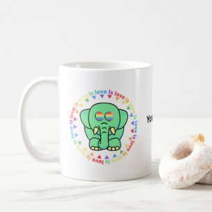 Benutzerdefinierter Name Süßer Elefant LGBTQ Stolz Kaffeetasse