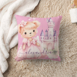 Benutzerdefinierter Name Süßer Rosa Teddybär Mädch Kissen