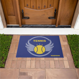 Benutzerdefinierter Name Tennisball mit Flügeln Fußmatte