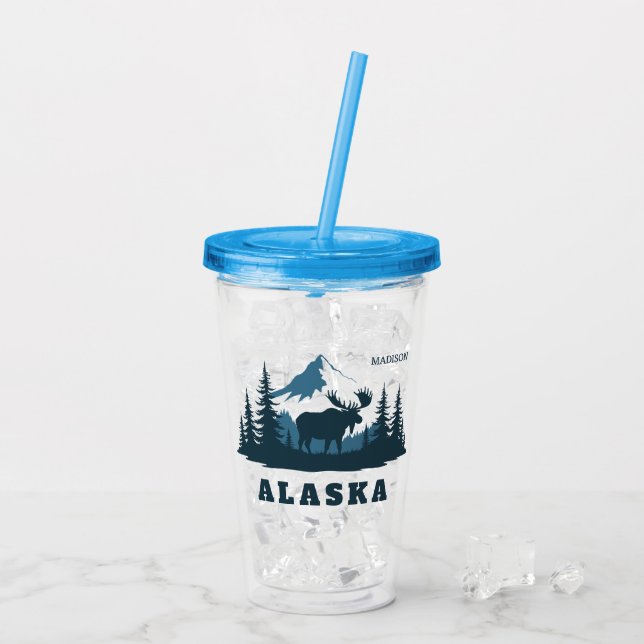 Benutzerdefinierter Name & Text ALASKA Acryltrinkbecher (Rückseite Ice)