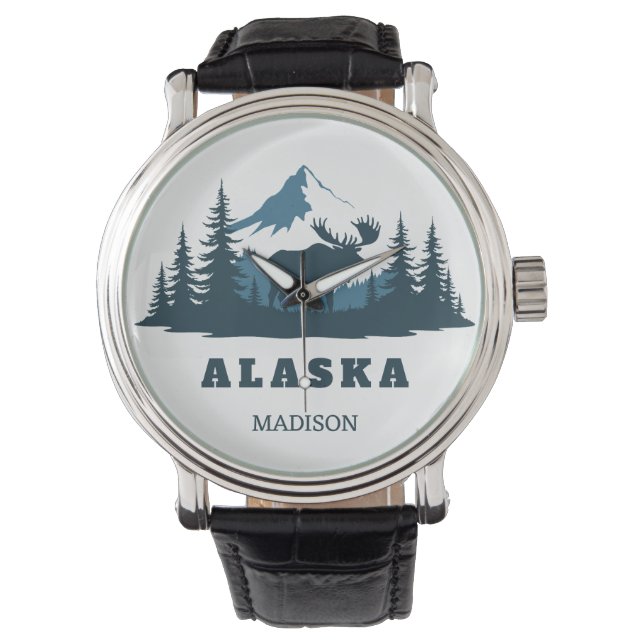 Benutzerdefinierter Name & Text ALASKA Armbanduhr (Vorderseite)