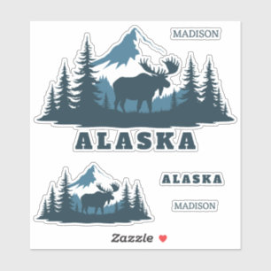 Benutzerdefinierter Name & Text ALASKA Aufkleber