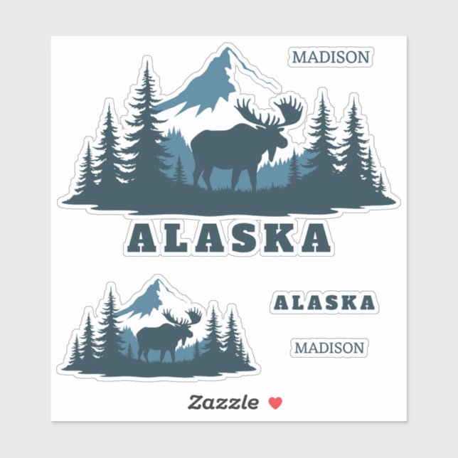 Benutzerdefinierter Name & Text ALASKA Aufkleber (Blatt)