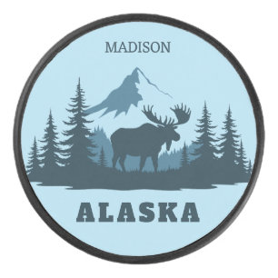 Benutzerdefinierter Name & Text ALASKA Eishockey Puck