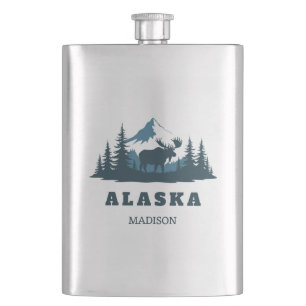 Benutzerdefinierter Name & Text ALASKA Flachmann