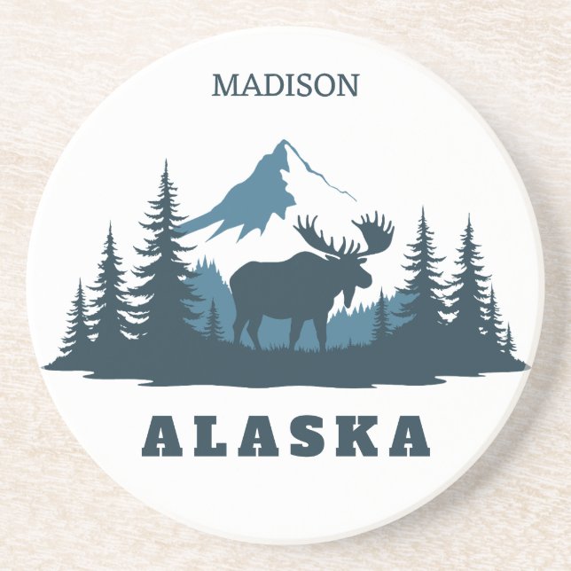 Benutzerdefinierter Name & Text ALASKA Getränkeuntersetzer (Vorne)
