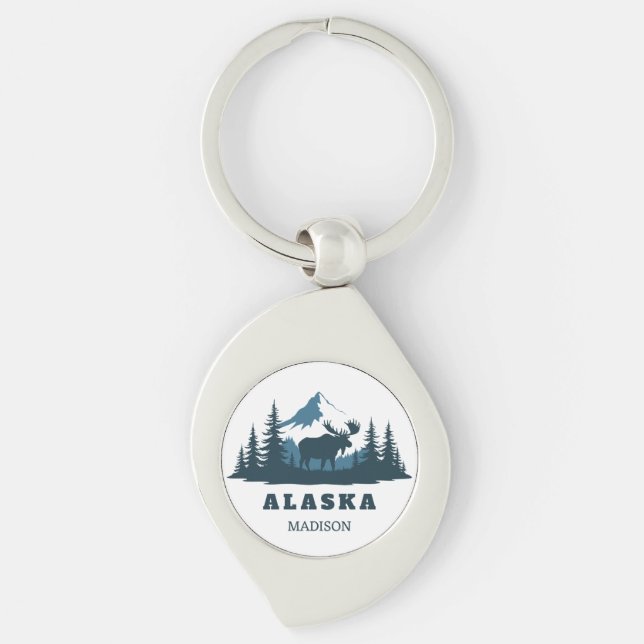 Benutzerdefinierter Name & Text ALASKA Schlüsselanhänger (Vorderseite)