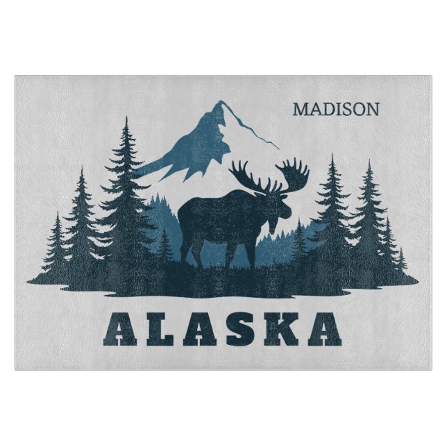 Benutzerdefinierter Name & Text ALASKA Schneidebrett (Vorderseite)