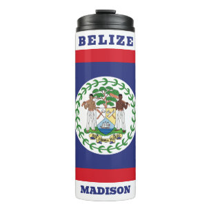 Benutzerdefinierter Name & Text Belize-Flagge Thermosbecher