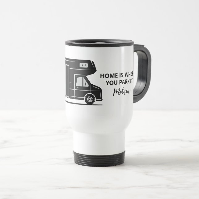Benutzerdefinierter Name & Text Camper Van Reisebecher (VorderseiteRechts)