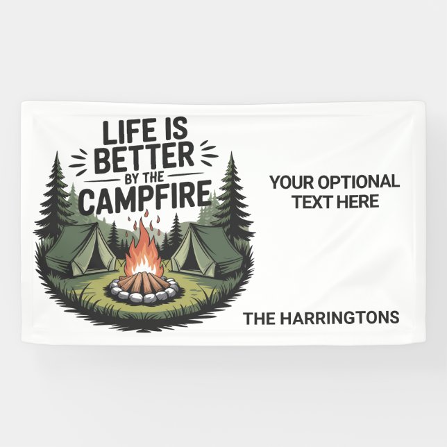Benutzerdefinierter Name & Text Camping Banner (Horizontal)