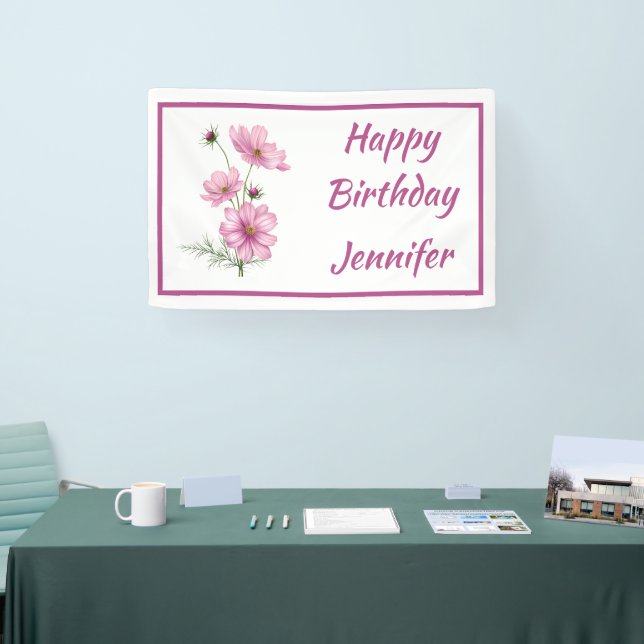 Benutzerdefinierter Name Text Cosmos Garden Flower Banner (Messe)