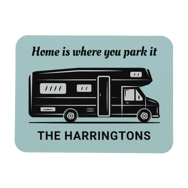 Benutzerdefinierter Name, Text & Farbe Camper Van Magnet (Horizontal)