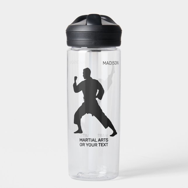 Benutzerdefinierter Name, Text & Farbe Kampfsport Trinkflasche (Vorderseite)