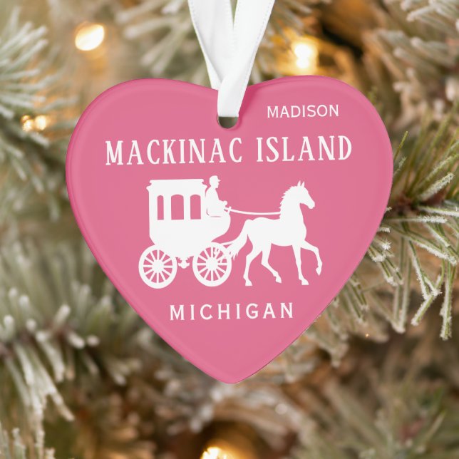 Benutzerdefinierter Name, Text & Farbe Mackinac Is Ornament (Baum)