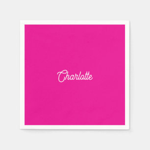 Benutzerdefinierter Name Text Hot Pink weiß minima Serviette