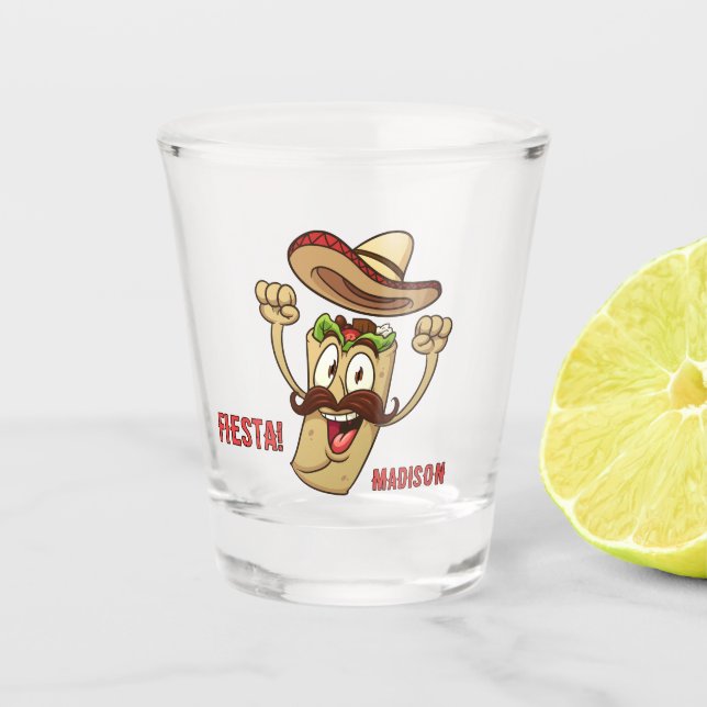 Benutzerdefinierter Name & Text Mexikanische Fiest Schnapsglas (Vorderseite)
