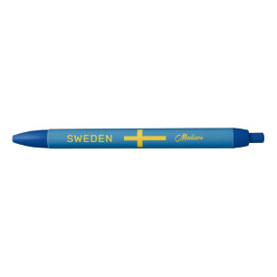 Benutzerdefinierter Name & Text Schwedische Flagge Kugelschreiber