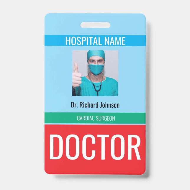 Benutzerdefinierter Name und Foto | Doctor ID Card Ausweis (Vorderseite)