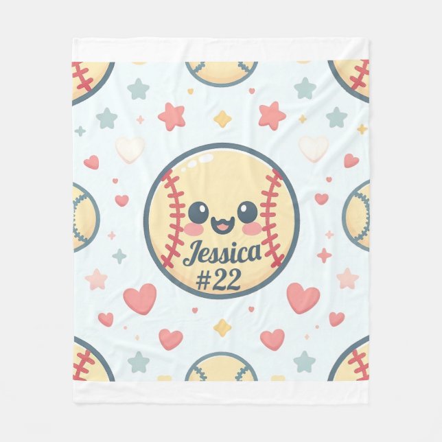 Benutzerdefinierter Name und Nummer-Softball-Throw Fleecedecke (Vorderseite)