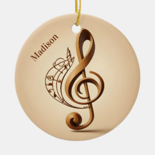 Benutzerdefinierter Name und Text Musikschlüssel N Keramik Ornament