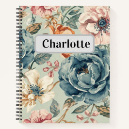 Benutzerdefinierter Name Vintage Boho Blumenhinter Notizbuch