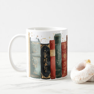 Benutzerdefinierter Name Vintage-Buchliebhaber Kaffeetasse