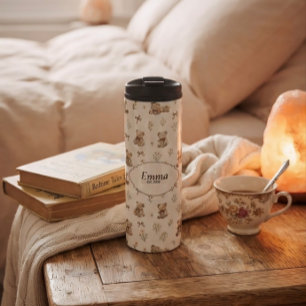 Benutzerdefinierter Name Vintage Cozy Cottagecore Thermosbecher