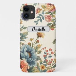 Benutzerdefinierter Name vintage feminine floral  Case-Mate iPhone Hülle